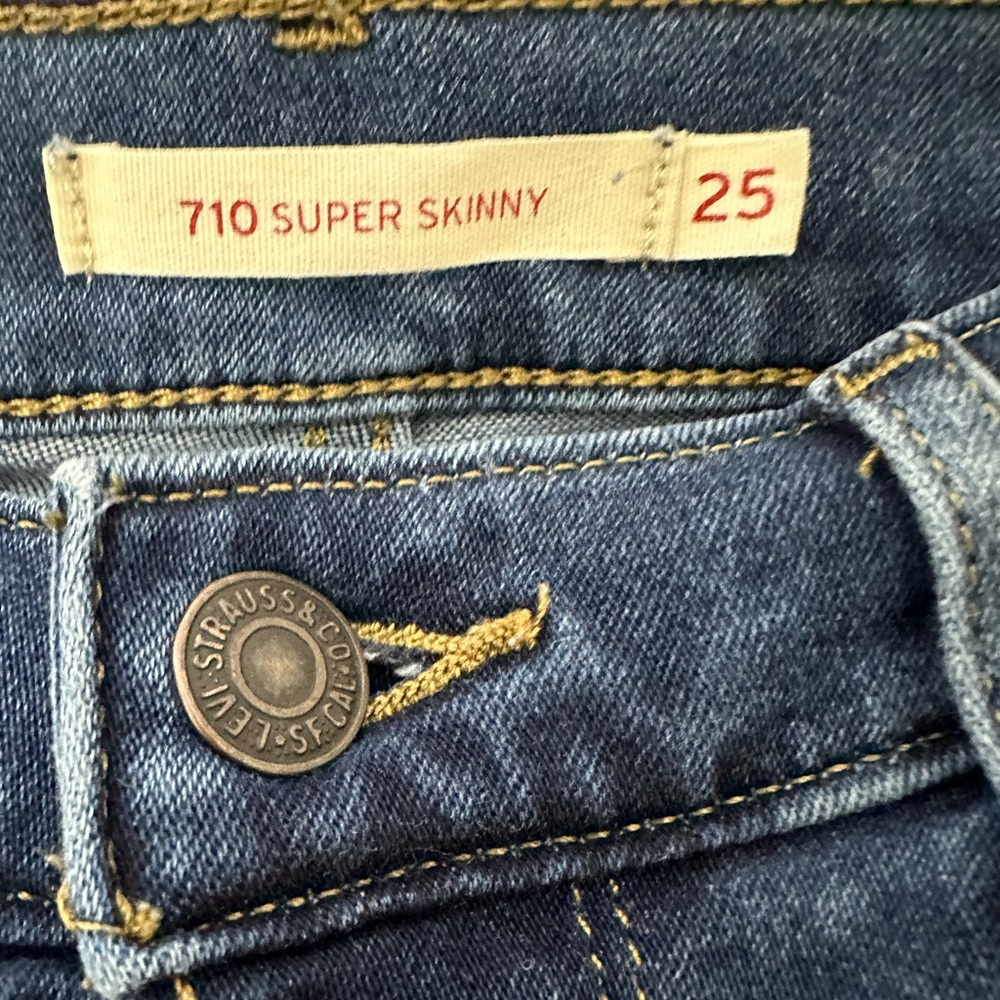 Levi’s 710 Dark Wash Super Skinny Blue Jeans Size 25 - Picture 5 of 6